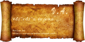 Vörös Aranka névjegykártya